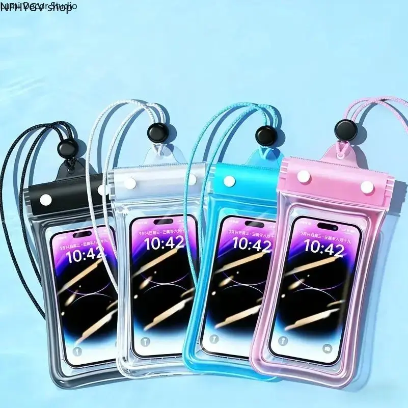 4-Piece Waterproof Phone Pouch Set, IPX8 Rated Universal Smartphone Protector With Floating Airbags, Adjustable Lanyard & Transparent Touchscreen Cover For Swimming, Beach Trips And Outdoor Sports