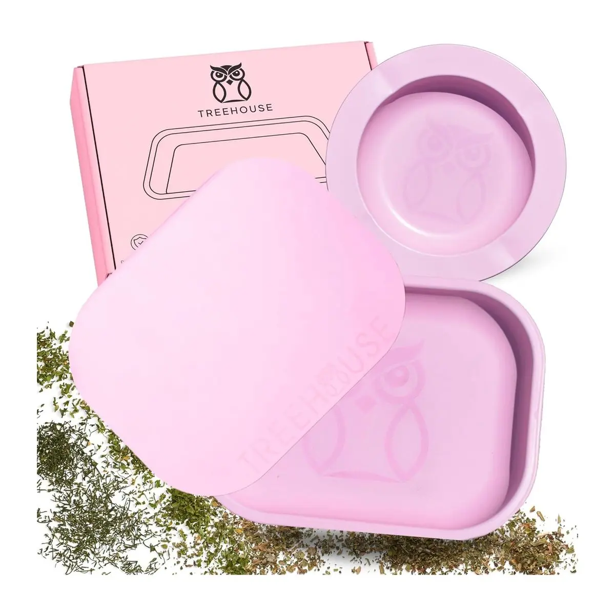 Metal Lightweight Portable Rolling Tray Set - 7x5.5 in Small Blush Pink with Magnetic PVC Soft Lid, Ashtray for Storage, Travel (Home Supplies, Home Decor Accessory)