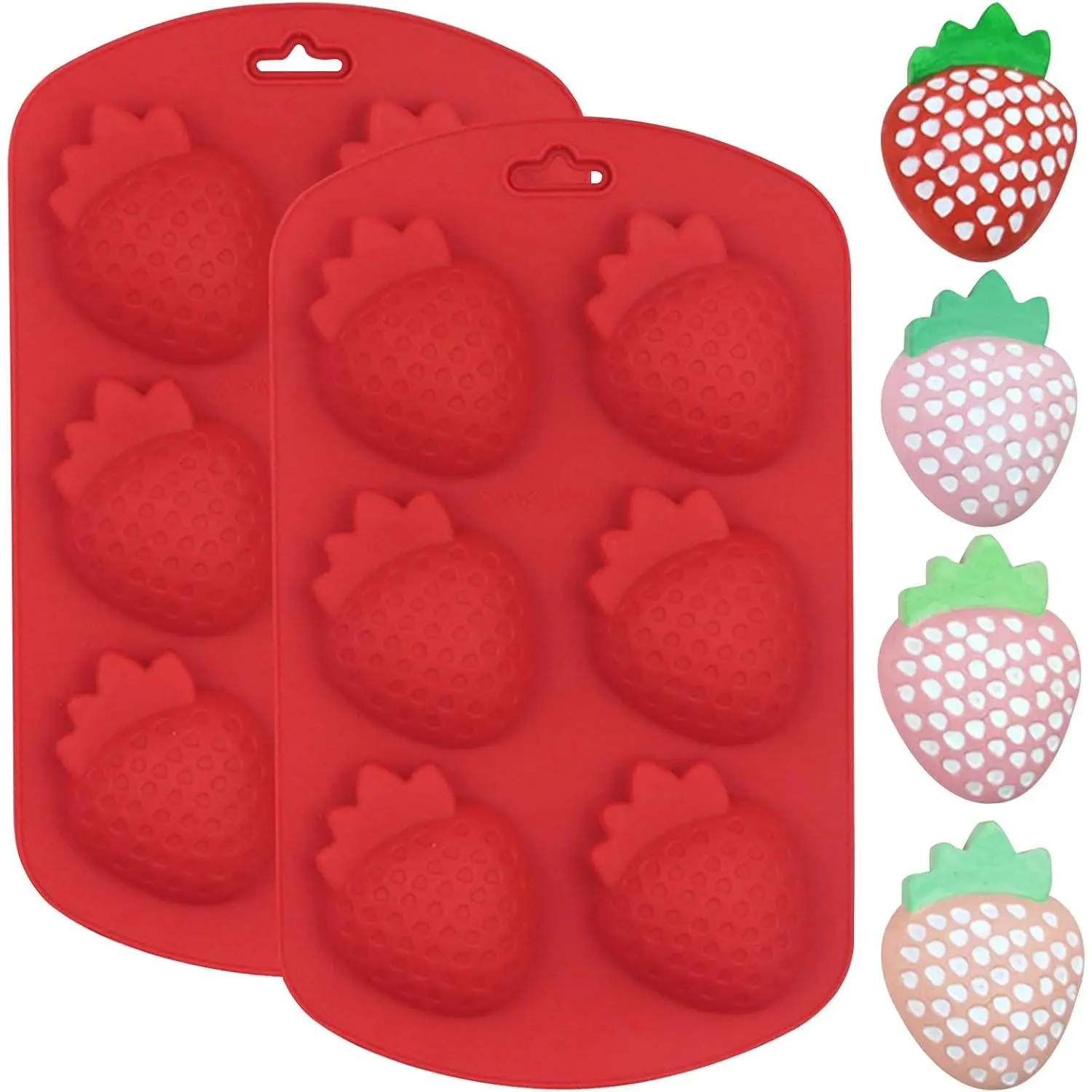 Strawberry  Molds 6-Cavity for  Cake Candy |  Fruit Shape, , Easy to Clean, Set of 2, Baking & Candle Use