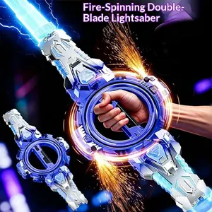 DKD Summer Special: Spark Sword Toy  Dual-Bladed, Rechargeable, Spinning Lightsaber with Multi-Color LEDs & Battle Sound Effects | Retractable Light-Up Sword | Ideal for Kids, Teens, & Cosplay Enthusiasts lightsaber spark lightsaber toy swo