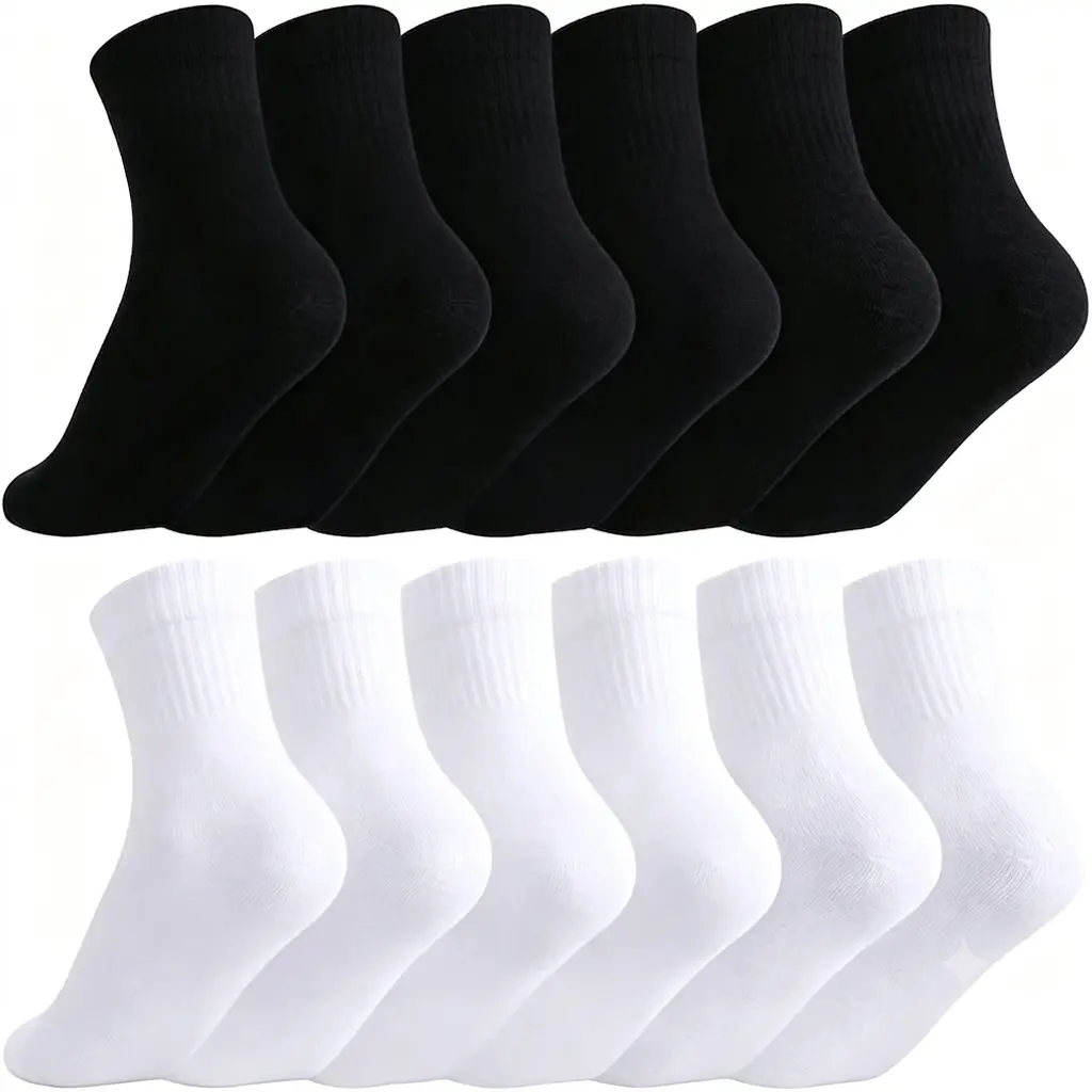 Dexloo 6-Pair Premium Mugwort-Scented Mid-Calf Socks — Breathable Cotton, High Elasticity for Men & Women