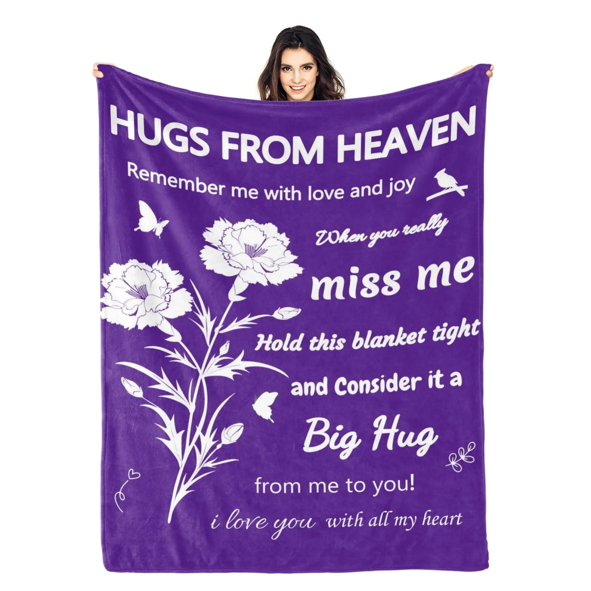 1PC Heaven hug blanket, memorial blanket, sympathy blanket for the loss of a loved one, best bereavement gift, sympathy gift to commemorate the loss of a loved one, remember dad, mom, grandma, grandpa