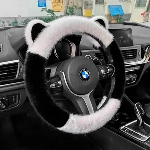 38cm Car Steering Wheel Cover Cute Ear Anti-slip Plush Warm Car Styling Car Steering-wheel Cover Interior Accessories Multicolor