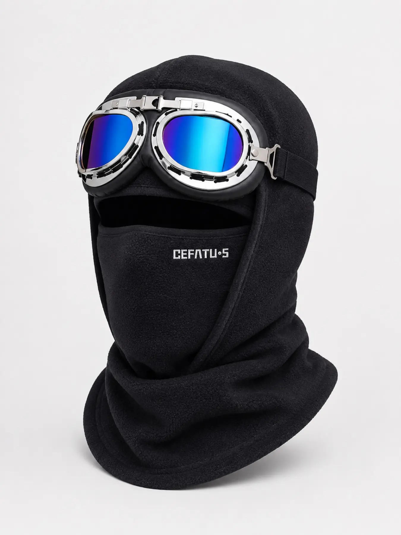 Winter Fleece Hooded Mask + Retro Motorcycle Goggles Set, Full Face Protection, Adjustable Pilot Goggles, Ideal for Skiing, Snowboarding, Outdoor Riding