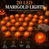 20 LED Marigold Flower String Lights, 3M Battery Operated Orange Cempasuchil Garland with Flashing Mode, Day of the Dead Ofrenda Altar Decor, Halloween Fall Mantel Party Home Decorations, Battery Not Included