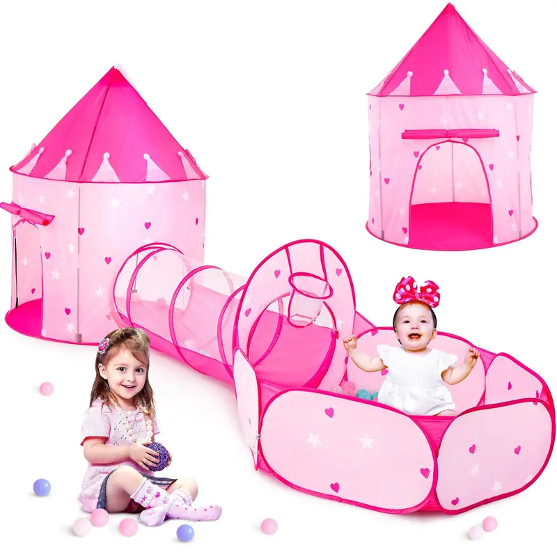 Sumbababy 3pc Kids Outdoor Play Tent Ball Pit, Crawl Tunnel Pop up Toys Indoor Perfect Gifts (without balls) Washable Playhouse Playground Set