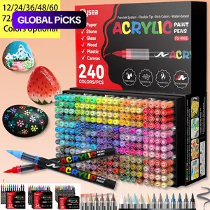 Acrylic Paint Soft Brush Markers Set, Arts and Crafts Supplies, Soft Brush Tip, Automatic Ink Control, Paint Markers for Wood, Stone, Canvas, Glass, Fabric, DIY Crafts #GLOBAL PICKS