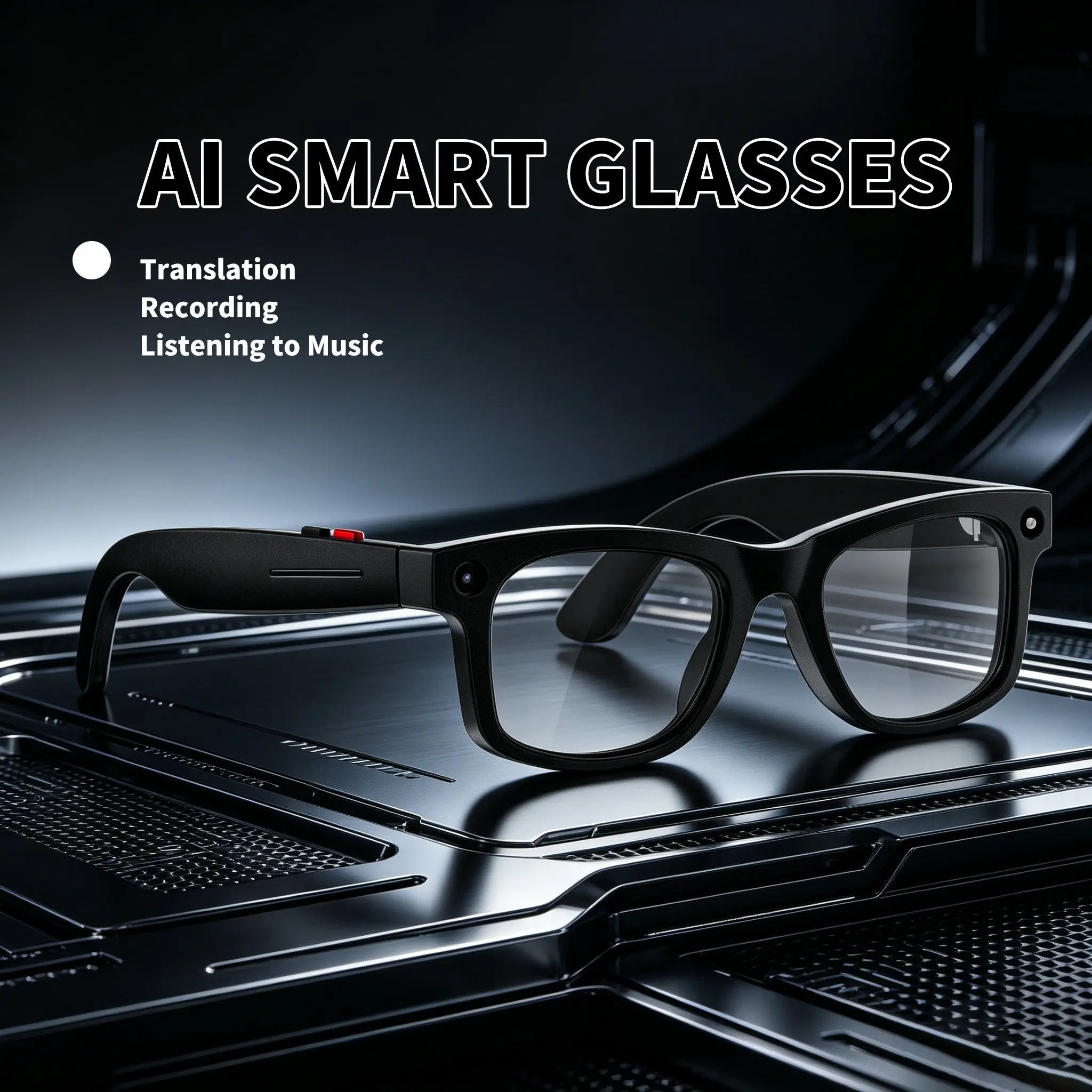 2026 New AI Smart Camera Glasses, HD Photo Video Recording, Real-Time Translation, Wireless Bluetooth-compatible, Touch Control, Interchangeable Lenses, AI Camera Glasses, Smart Glasses with Camera