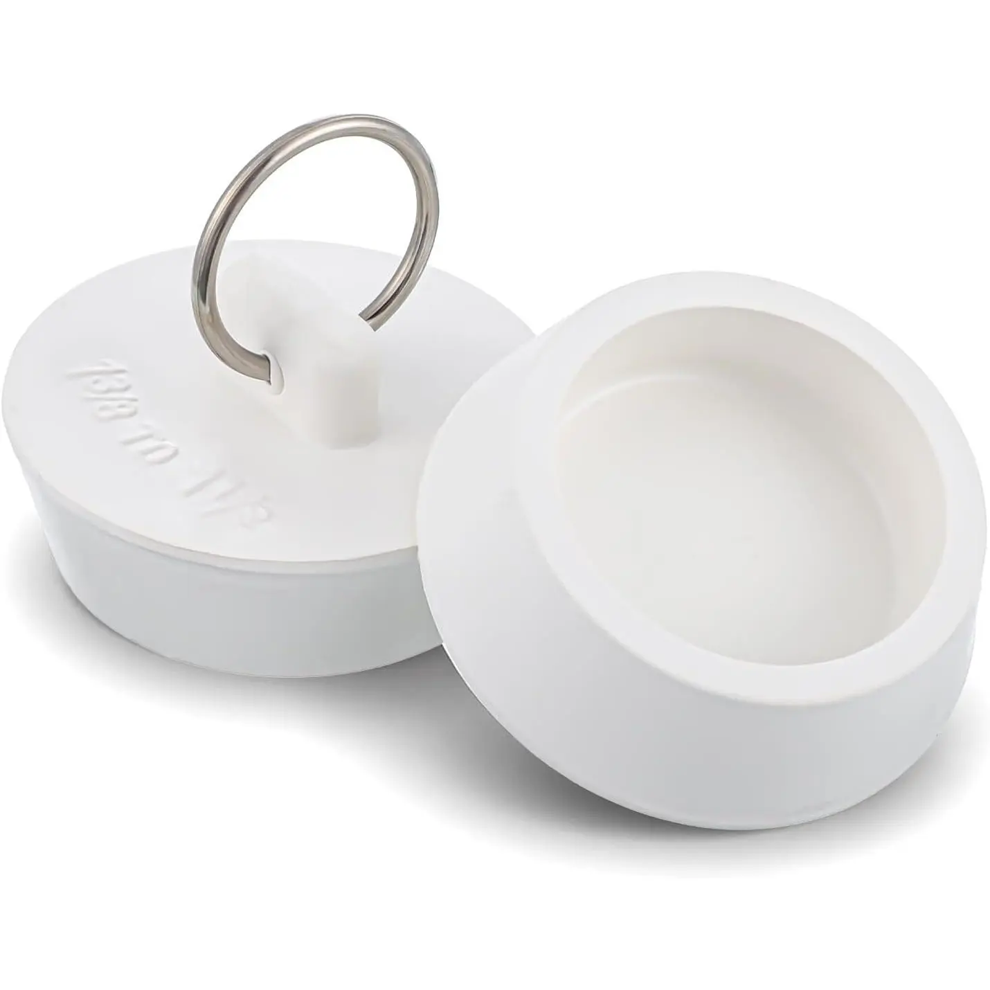 2 count Rubber Drain Stopper, Bathtub Drain Plug with  Ring White Bath Tub Drain Stoppers Water Stopper Seal Bath Faucet Cover for Kitchen Bathroom Shower Laundry(Fits /8 Inch to 1-1/2 Inch)