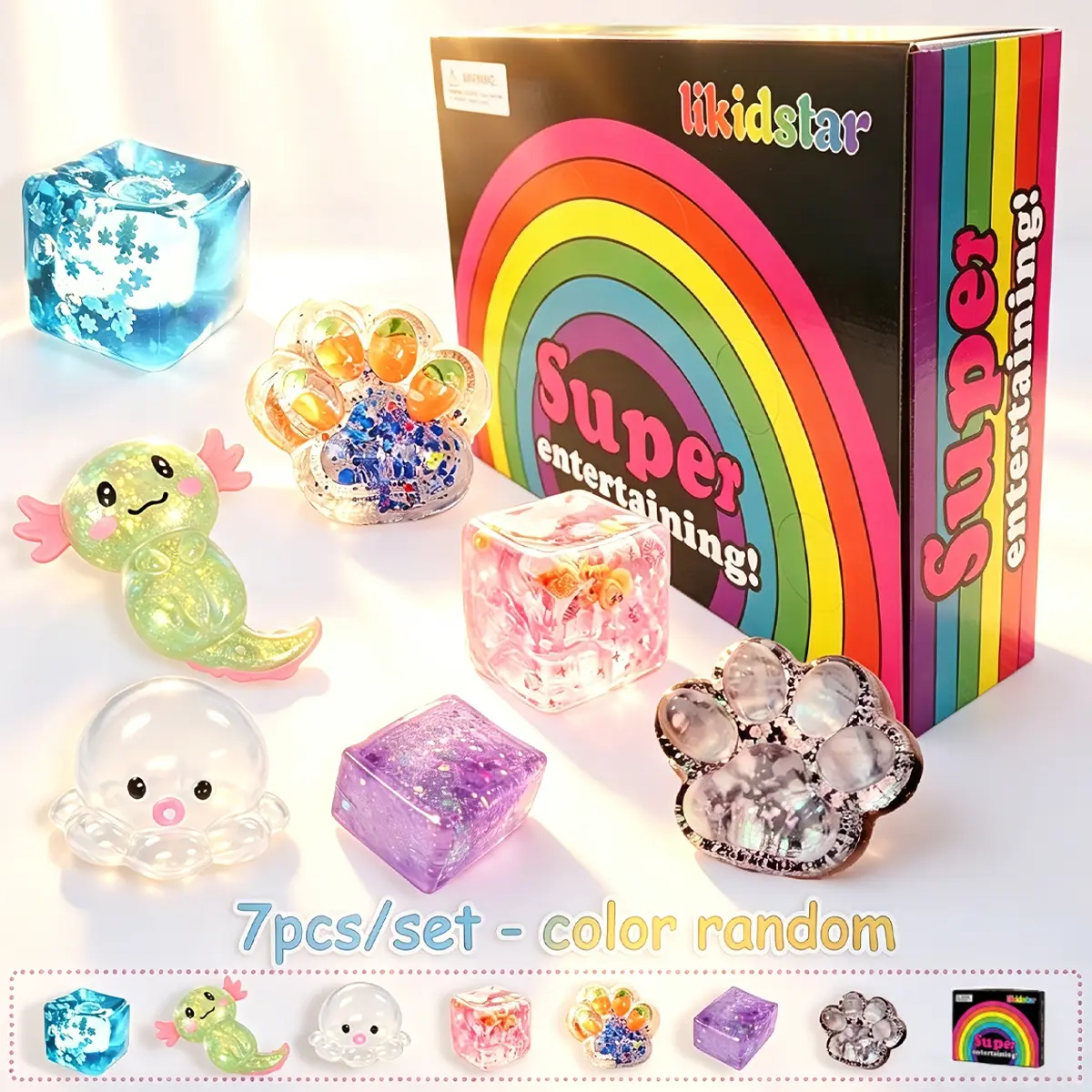 7pcs/set - Novelty Blind Box Pinching and Squeezing Toy Set, Multi Style Pinching, Stress and Anxiety Relieving Soft Sensory Toys, Adult and Children's Party Gifts