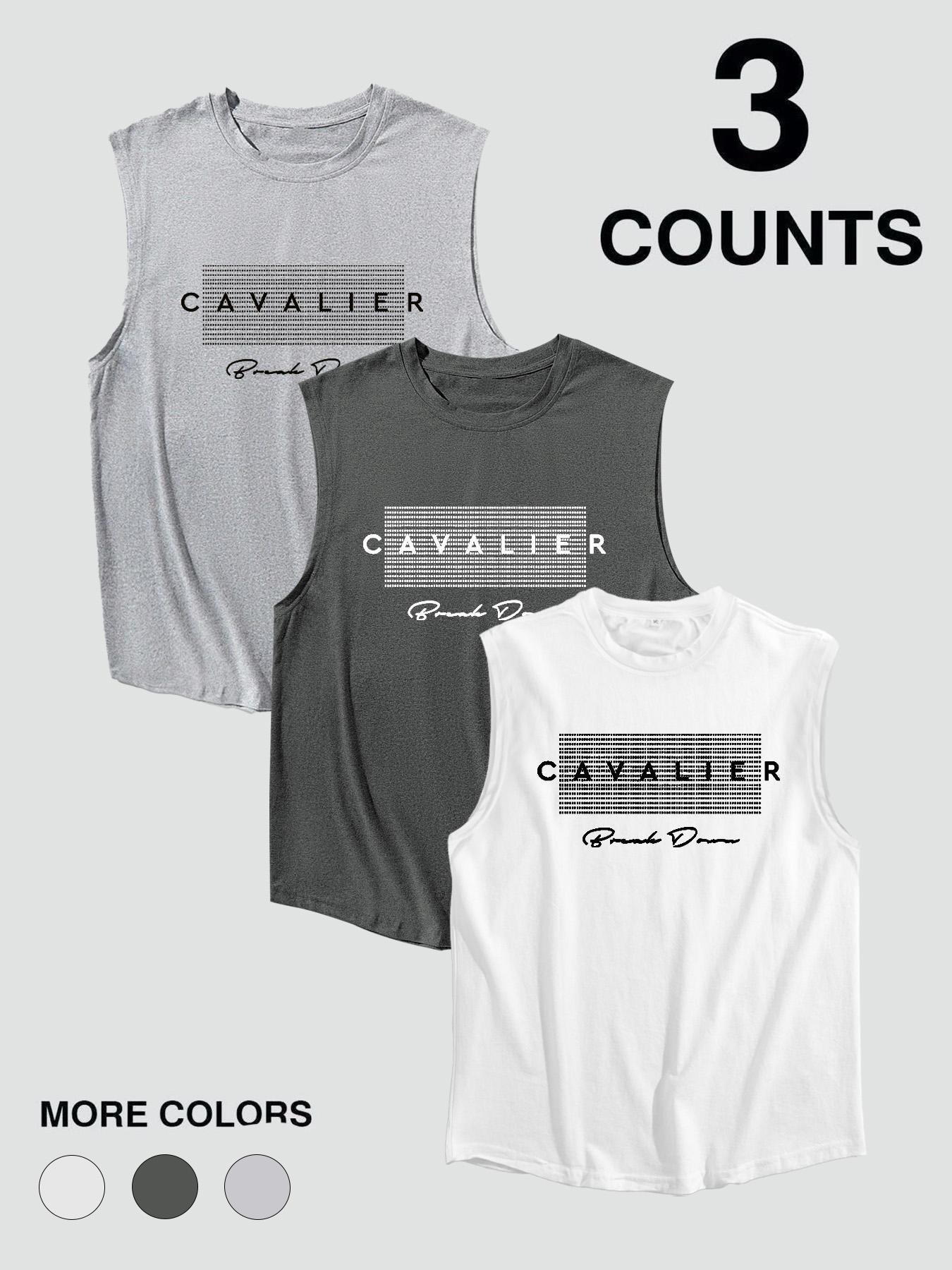 Men's Letter Print Tank Top, Casual Sleeveless Top for Summer, Fashion Men's Top for Daily Wear, Vests, Workout Tank Tops