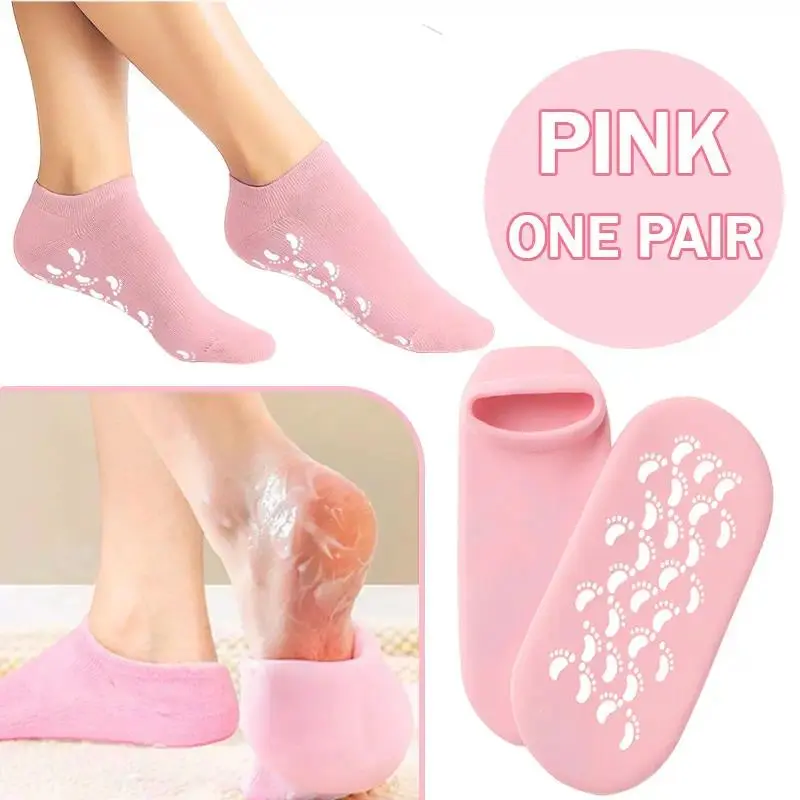 Moisturizing Gel Socks for Dry Cracked Heels, Spa Pedicure Socks for Callus Care & Foot Repair, Soft Silicone Foot Socks for Home Spa Comfort, Reusable Moisture Lock Socks for Daily Foot Care Women Men Gift