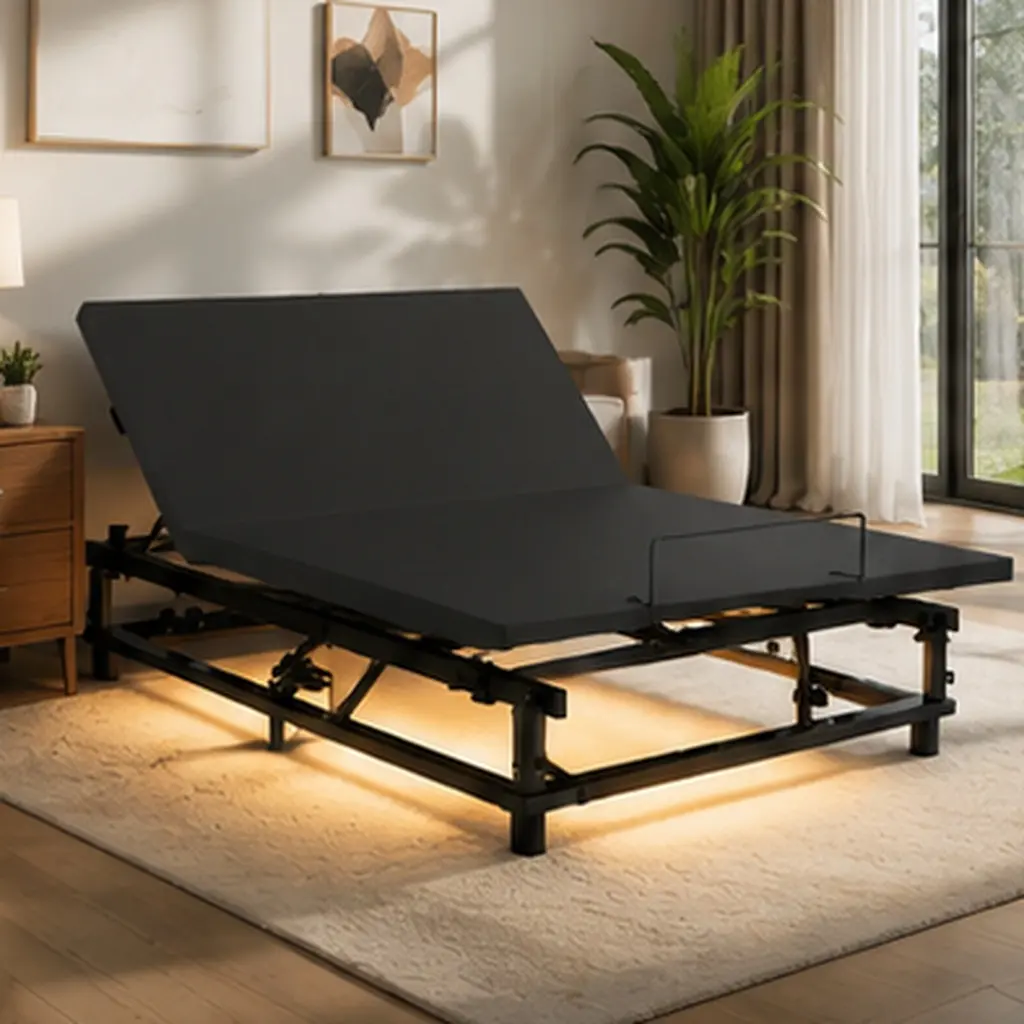 ARCH King Size Adjustable Bed Base Frame with Head and Foot Incline, Quiet Motor, Zero Gravity, Wireless Remote, USB Ports, Under-Bed Nightlight, Steel Frame, Antique Black, for Bedroom, King Size Options, Antique Black Color Options