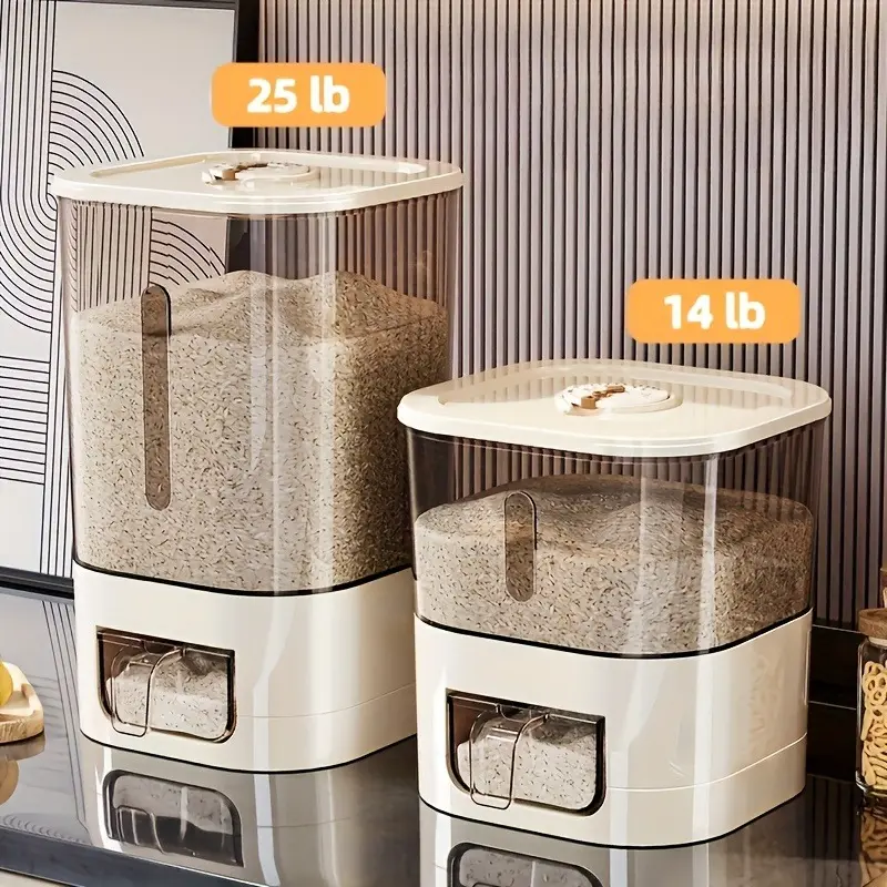 Gold Medal Automatic Rice Dispenser with Cup| Large capacity, moisture-proof, and sealed rice storage, ideal for storing rice, grains, flour, kitchen essentials, as well as cat and dog food