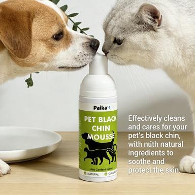 Paika Pet Black Chin Mousse 60ml - Natural Black Chin Remover for Cats & Dogs, Gentle Deep Cleaning & Stain Fade Treatment