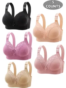 Women's Lace Bra Set Without Steel Cup, Ultimate Comfort & Medium Support, Fashionable Plain Design, Multiple Sizes Available