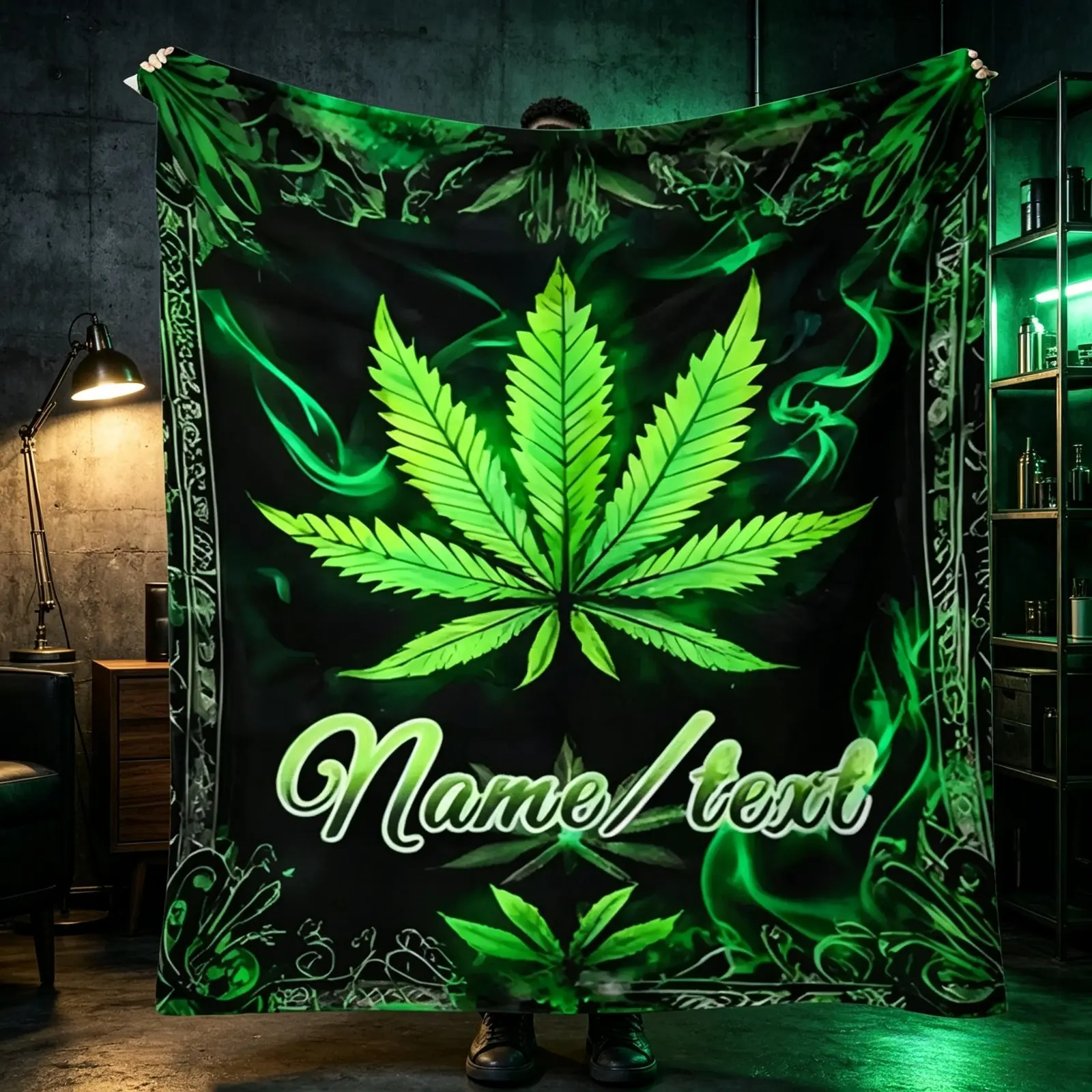 Leaf Pattern Flannel Throw Blanket Soft Cozy Warm Lightweight Air Conditioning Blanket For Bed Sofa Couch Bedroom Home Office Travel Napping Blanket Slogan Print Home Decor All Season Blanket