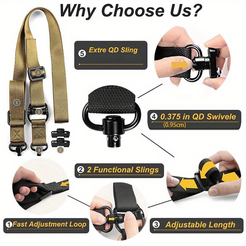 Upgraded Enhanced Quality- Quick-Adjust 2-Point Sling with Sling Swivels, Fast Adjust Thumb Loop, Durable Mount Straps