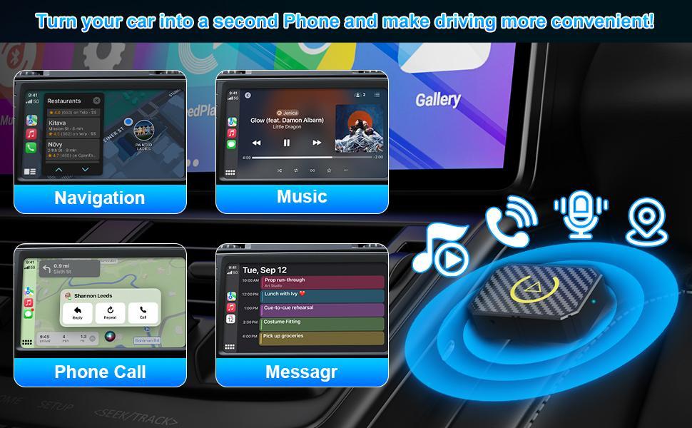2 in 1 Wireless Apple CarPlay Adapter, for both Apple and Android,converts wired to wireless, suitable for factory wired CarPlay cars from 2017+