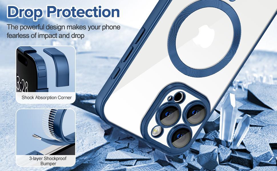 Luxury Magnetic Wireless Charge Plating Clear Phone Case for Iphone 17/16pro 15 14 PLUS 13 12 11 Pro Max Plus Ultra-Compatible with Magsafe, Thin Soft TPU Shockproof Transparent Phone Cases with Camera Lens Protector Film, for iPhone 17 Pro max