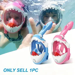 Kids Full Face Snorkel Mask – Dry Top Anti-Fog Waterproof Diving Mask – Children’s Snorkeling Gear for Swimming – Wide View No Choking