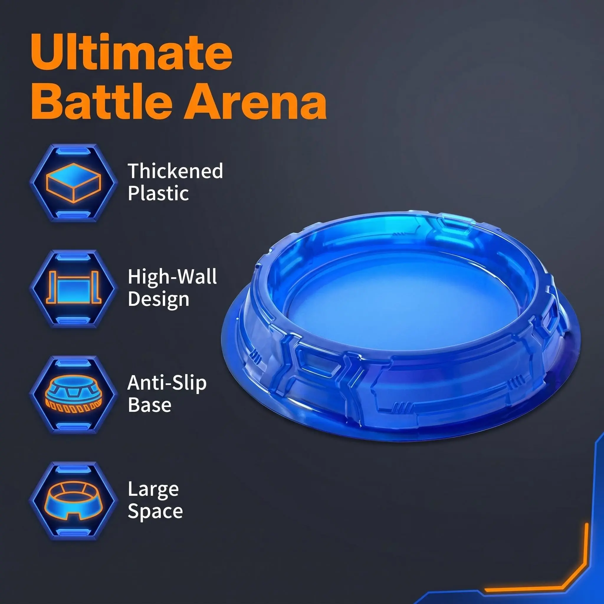 Thick Transparent Blue Gyro Battle Disk, Large Round Arena for Kids, Special Track Plate for Explosive Gyros, Toy Accessories