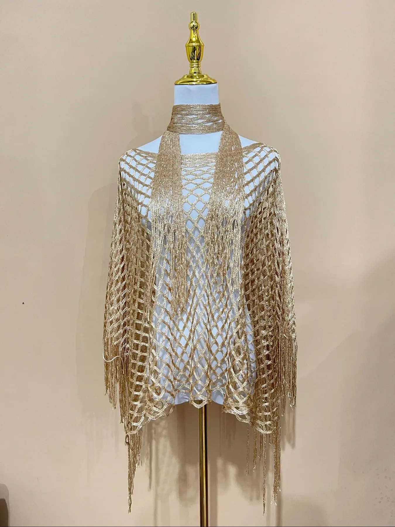 Women's Solid Color Summer Shawl & Chain Decor Poncho Set, Casual Fashionable Scarf & Cape Set for Daily Wear, Fashion Accessories for Women