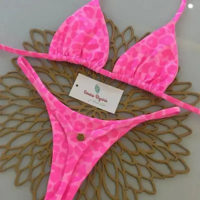 Two-Piece Multicolor Printed Tie-Strap Brazilian Sexy Thong Bikini