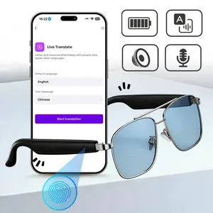AI Smart Glasses Open Ear Bluetooth, Smart Touch, Hands-Free Calls, Music, Real Time Translation, AI Assistant, Long Battery, UV Glare Protection for Driving Travel, Perfect Father's Day Gift