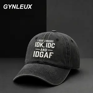 Vintage Washed cotton I HAVE 3 MOODS IDK IDC AND IDGAF Embroidery Baseball caps Soft caps Unisex Funny Quote Casual hats Breathable Comfort Outdoor Daily Fashion hats for Men Women Street Style Accessory