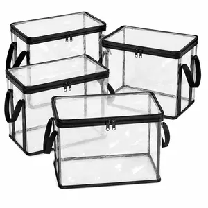 4PCS Large Clear Thick PVC Storage Bags with Zippered Lids and Handles, Durable High-Capacity Organizers for Clothes, Books, Toys, Closet, Attic Storage, and Moving