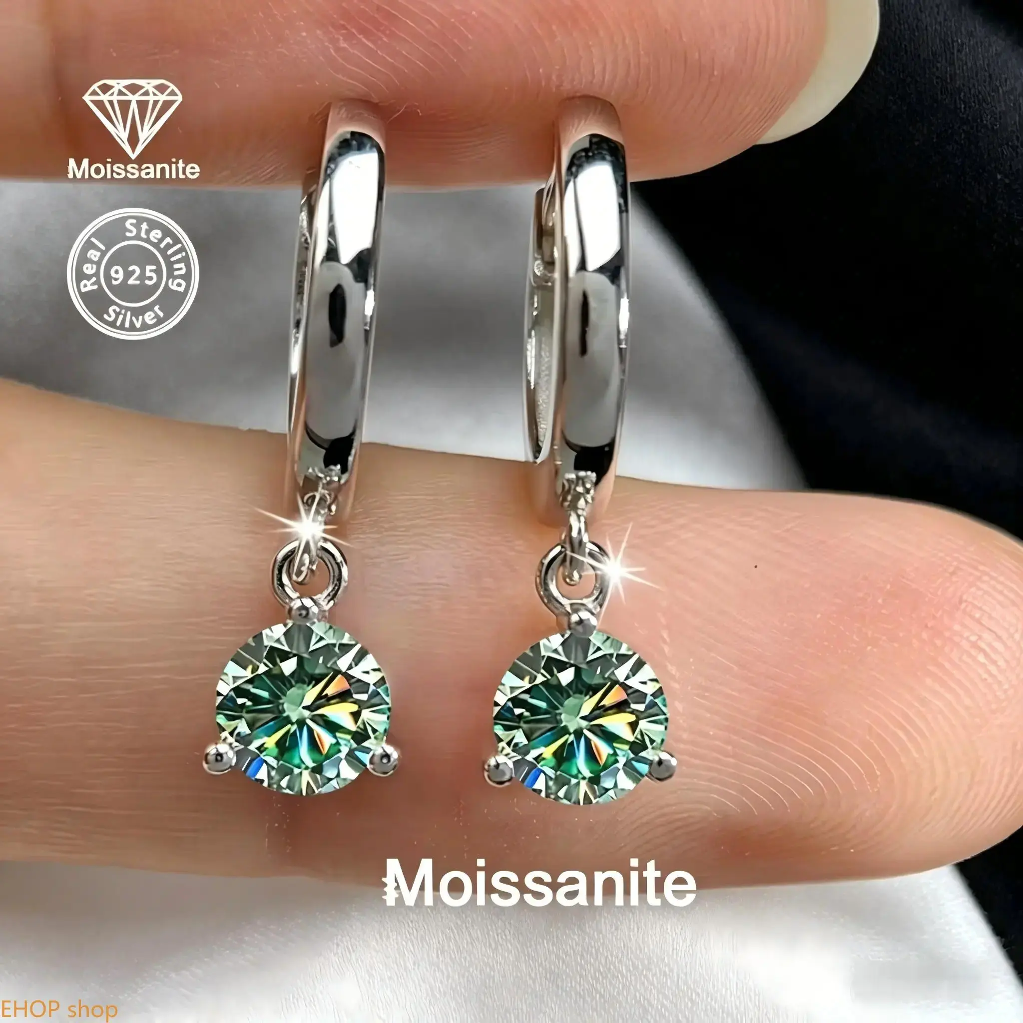 925 Sterling Silver 1 Carat Moissanite Earrings for Women, Luxury & Elegant Jewelry for Daily, Vacation, Party, Wedding, Ideal Gift for Birthday, Valentine’s Day, Christmas, Halloween, Thanksgiving, New Year & Mother’s Day