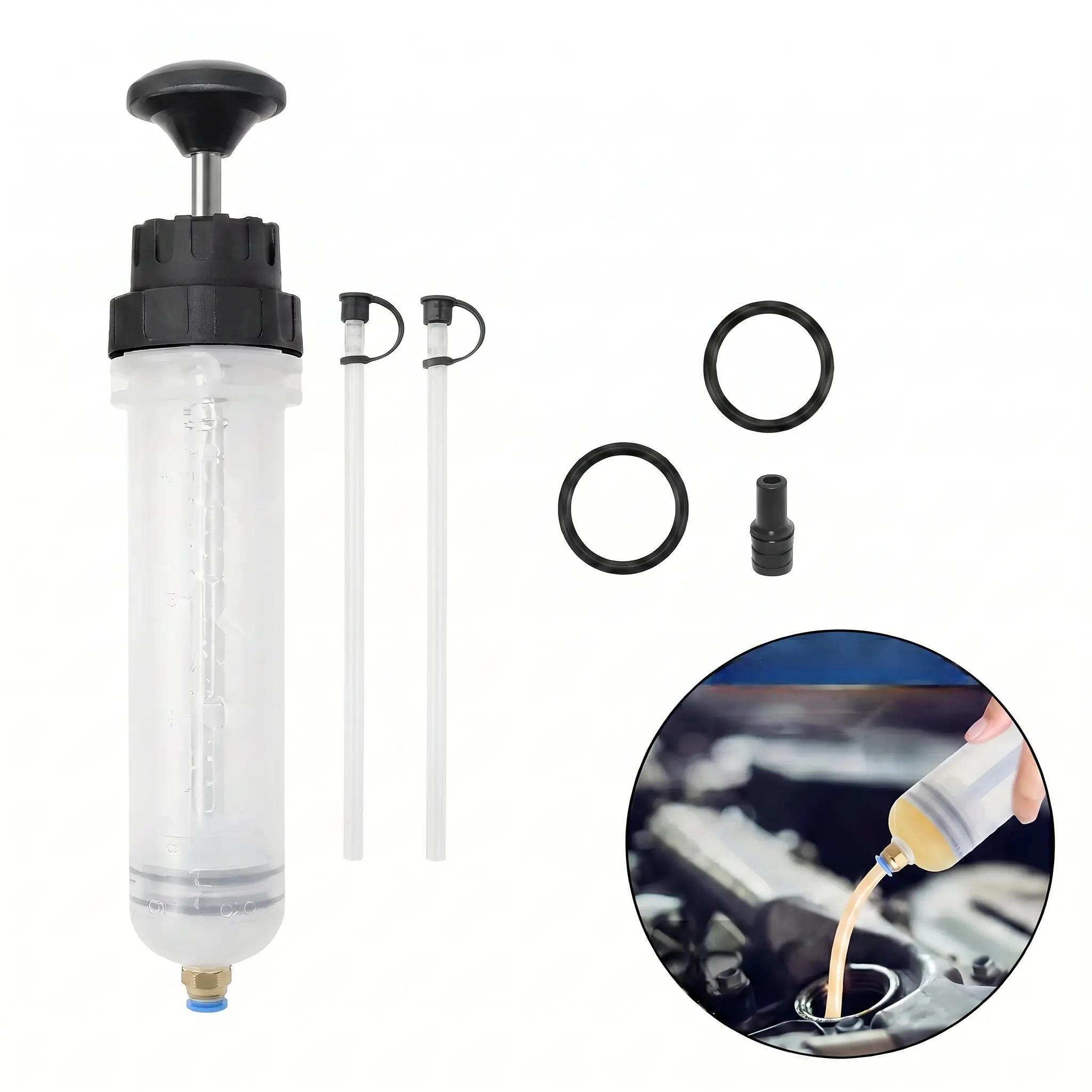 200 CC Fluid Extractor, Oil Extractor Pump, Oil Suction Pump Syringe with Two 9.2" Extension Tubes, Vacuum Siphon Pump, Automotive Oil Change Tools for Gasoline,TikTok Shop Black Friday-YY0
