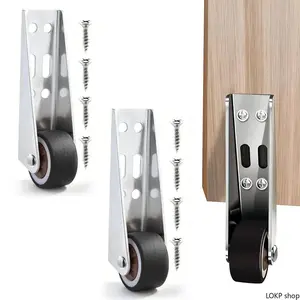 Vertical Track Roller Wheels Constructed With Nylon Wheels And Aluminum Brackets, Heavy Duty Sliding Door Bottom Guides Enable Stable Silent Movement As Replacement Fittings For Barn, Interior, Wardrobe And Cabinet Doors