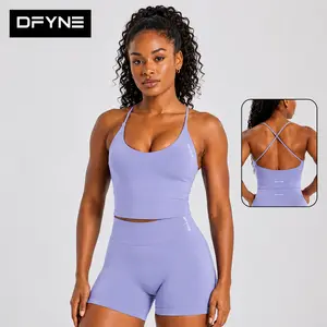 DFYNE Women Cross Back Workout Sports Bra High Support Gym Yoga Running Fitness Bra Set