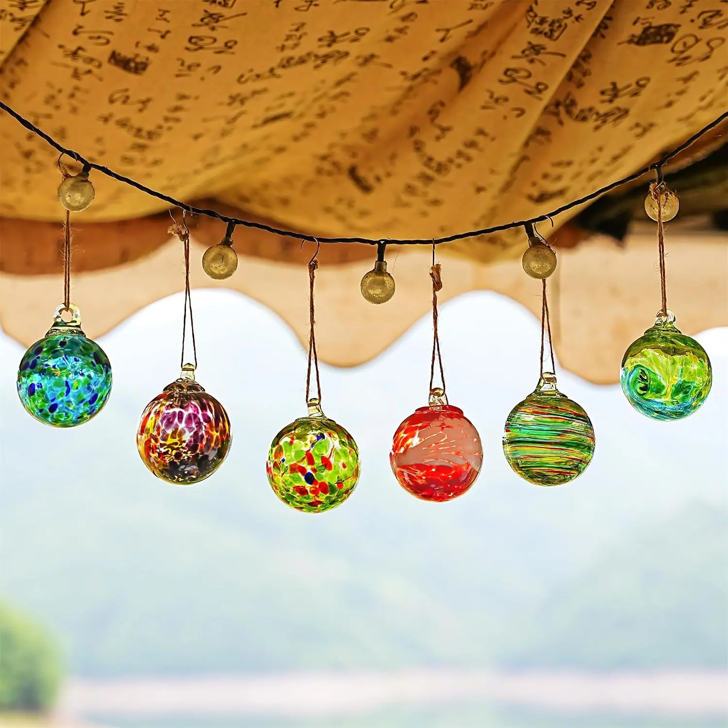 6 count Hand-Blown Glass Ornaments Balls  Glass Balls Witches Ball Gazing Ball for  Window Outdoor Garden Patio Xmas Tree Décor