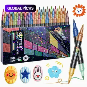 24/48/72/96 Color Dual Tip Glitter Markers, Fine Point Metallic Watercolor Pens, Multi-Media Art Supplies for Crafts, DIY Art Design, Greeting Cards, Mugs, Art Materials, Art Marker Set, Art Drawing Supplies #GLOBAL PICKS