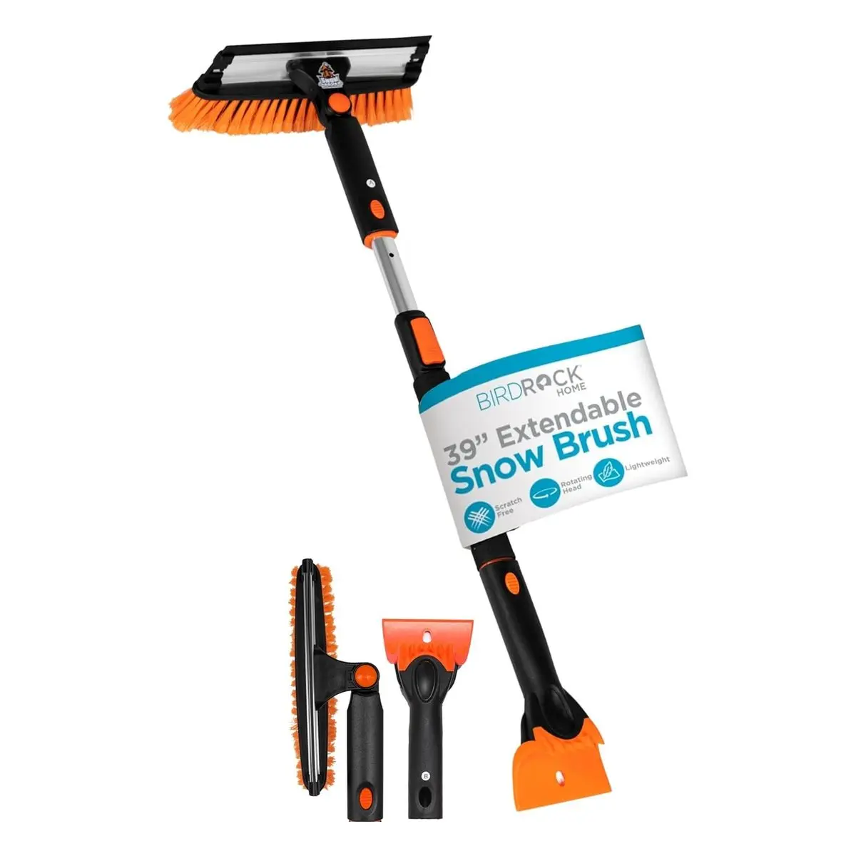 Extendable Collapsible Snow Brush with Squeegee, Ice Scraper, 39-Inch Aluminium Alloy Body, 2 lbs Weight, Foam Grip for Car, Truck (3 Units), 39 Inches