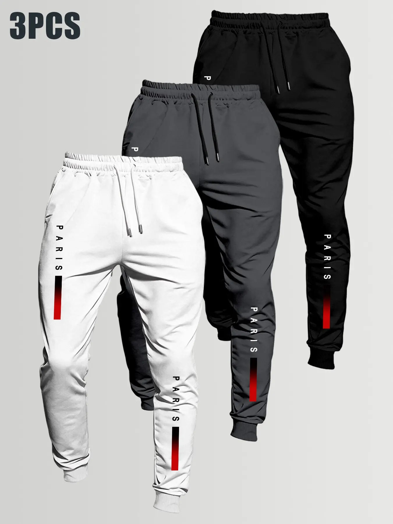 Men's Spring Fall Classic Letter Pattern Casual Pants, Drawstring Elastic Waist, Versatile Sports Jogging Pants, Outdoor Activity Wear