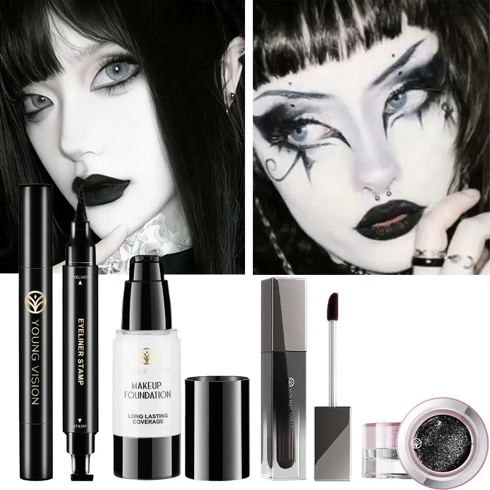 YOUNG VISION Halloween Full Face Makeup Set, Smooth Powder Foundation, Customizable Look, Ideal for Cosplay, Stage Use, Youth Vision Brand, Facial Makeup Set