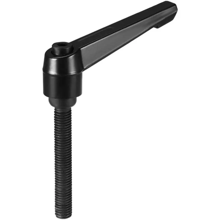 M10 x 60mm Handle Adjustable Clamping Lever Thread Push Button Ratchet Male Threaded Stud Knobs Quick Release Screw Handles  with Locking Lever Black