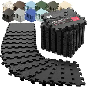 Fitness Mat Set - 18-piece EVA interlocking foam floor tiles (12.6"x12.6"x0.4") 18 square feet Protective gym flooring suitable for sports, home workouts, exercise mats, puzzle flooring, garages, gyms, game rooms, pools, treadmills, bicycles