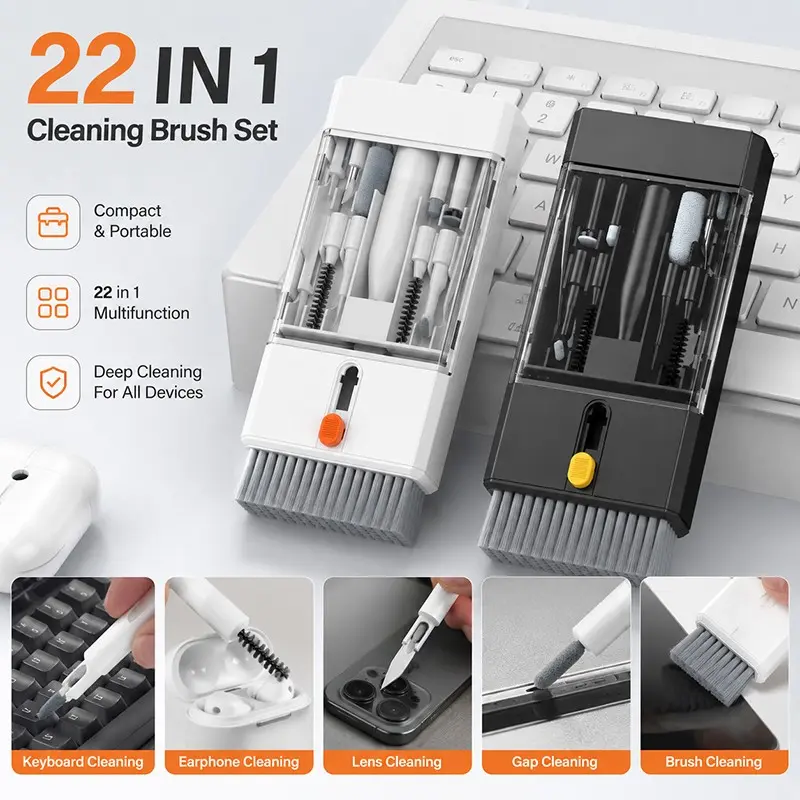 22-In-1 Multi-Function Universal Cleaning Kit for iPhone, AirPods, iPad, Digital Camera, PC, Keyboard, Phone Screen, Earphone Cleaning Tool