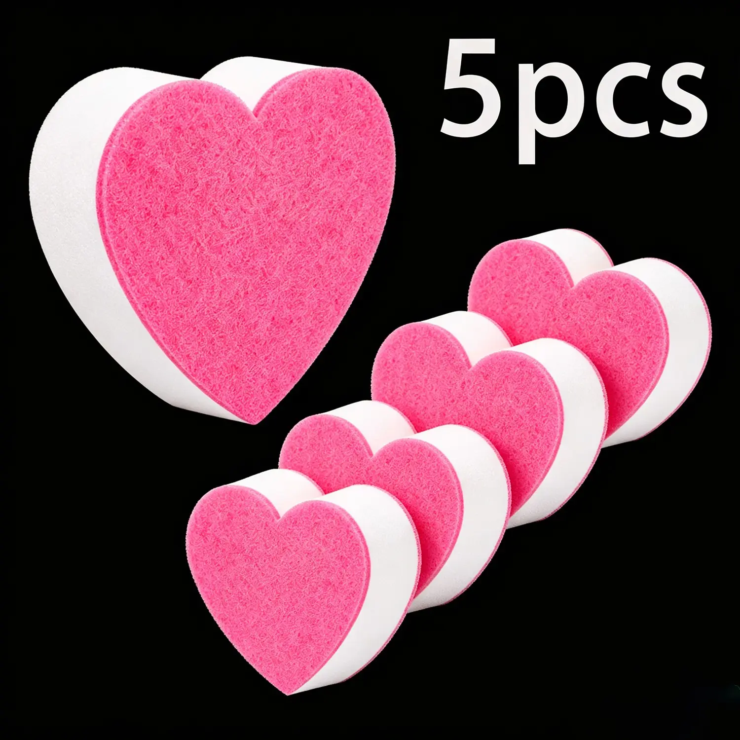 5pcs/10pcs Heart Nano Sponge Scrubbers, Dual-Layer High-Density Compressed Sponges, Durable Absorbent Cleaning Tools for Kitchen Use