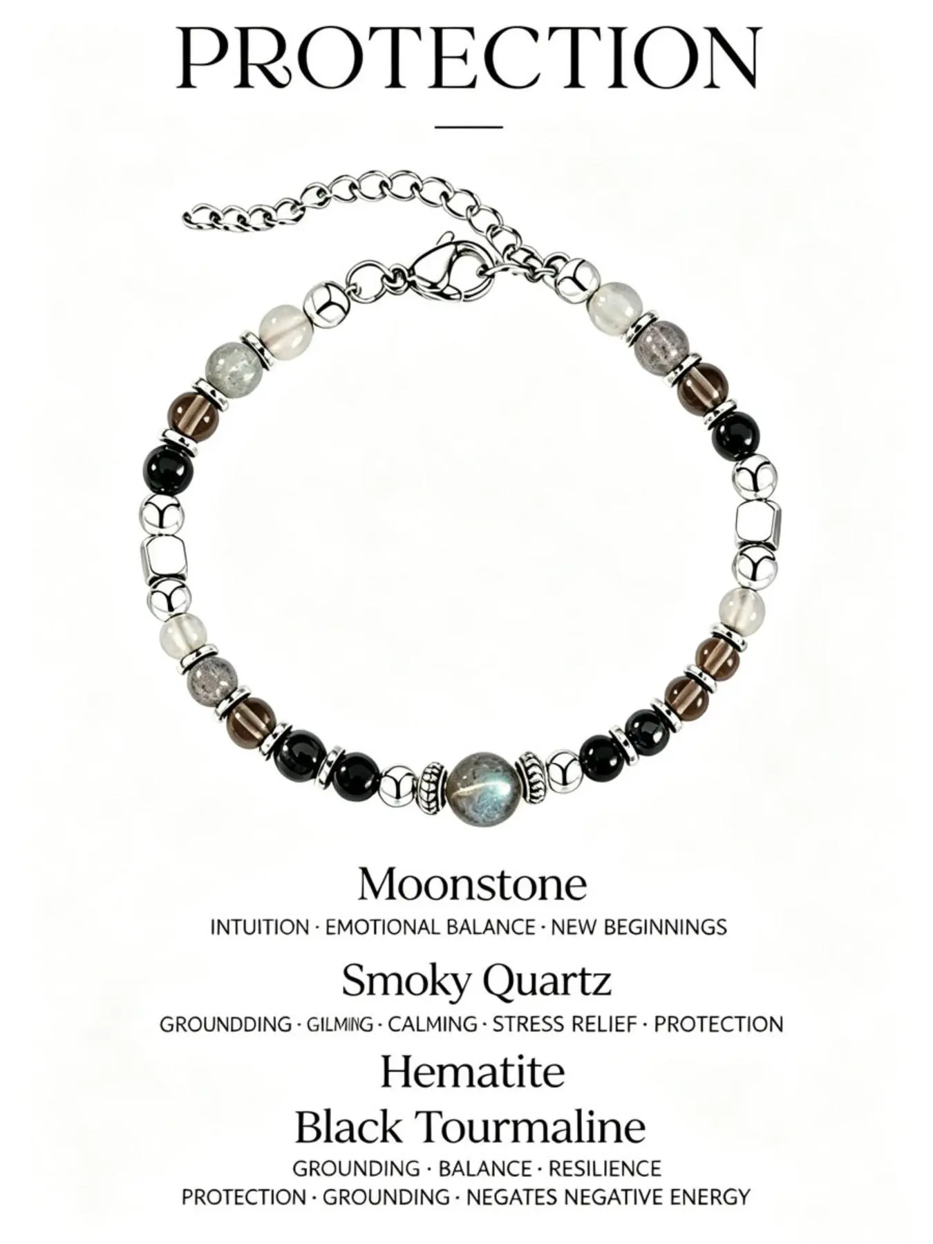 High-Quality Adjustable Beaded Bracelet Set, Handmade Natural Stones, Crystal, Moonstone, Agate, Hematite Jewelry, Summer Accessory, Women's Gift