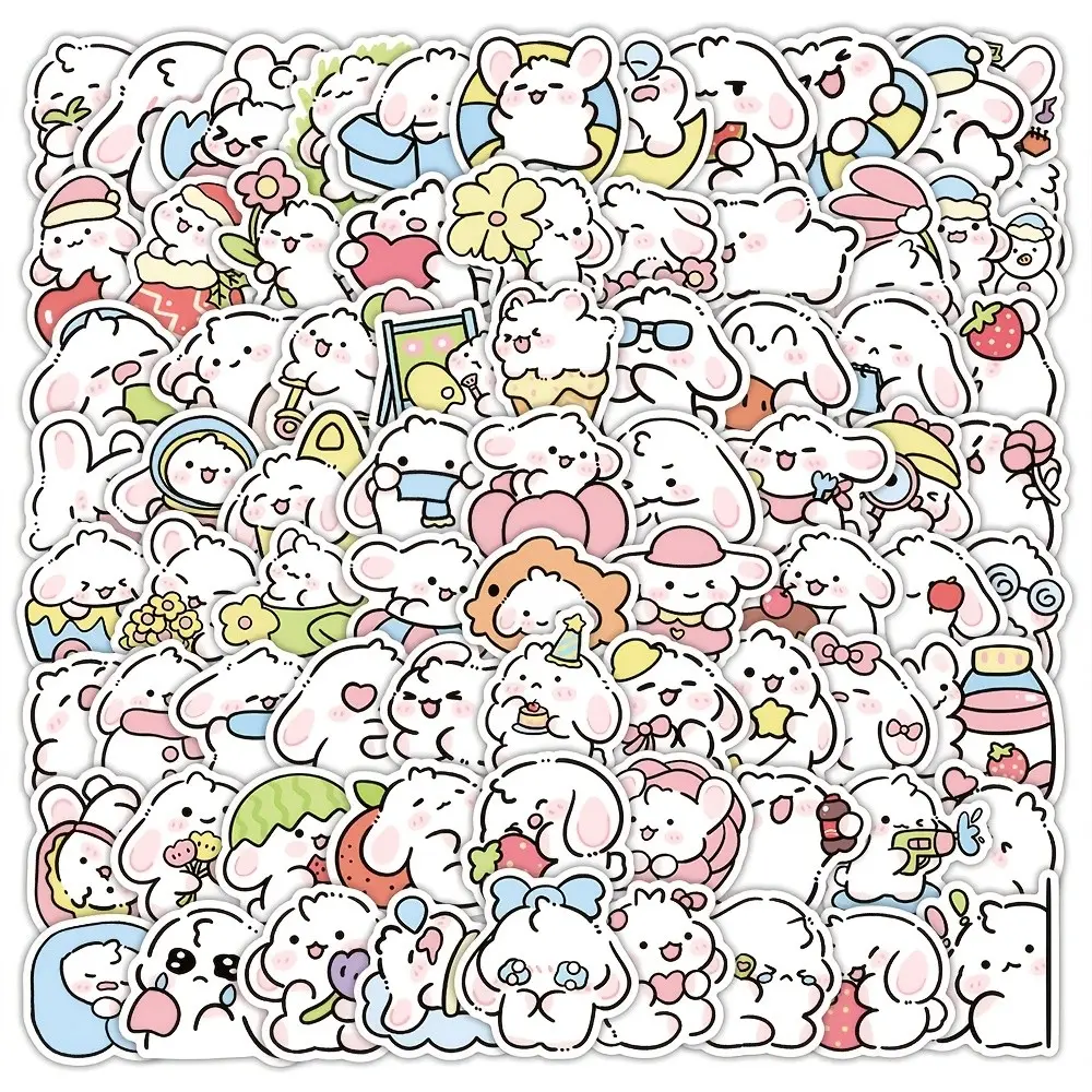 102pcs Cute Bunny Stickers, Adorable Handmade Notebook Decorations, Perfect for DIY Projects, Unique Gift Idea, Fun Craft Supplies