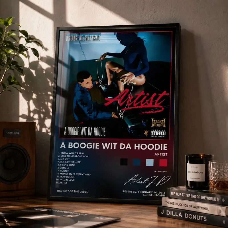A Boogie Wit Da Hoodie Wall Art Poster, Artist Rap Canvas, Bedroom Decor, Dorm Decor, Music Lover Gift, Music Wall Decor, Hip Hop Wall Art, Rap Music Poster, Album Cover Art, Modern Music Art, Aesthetic Room Decor