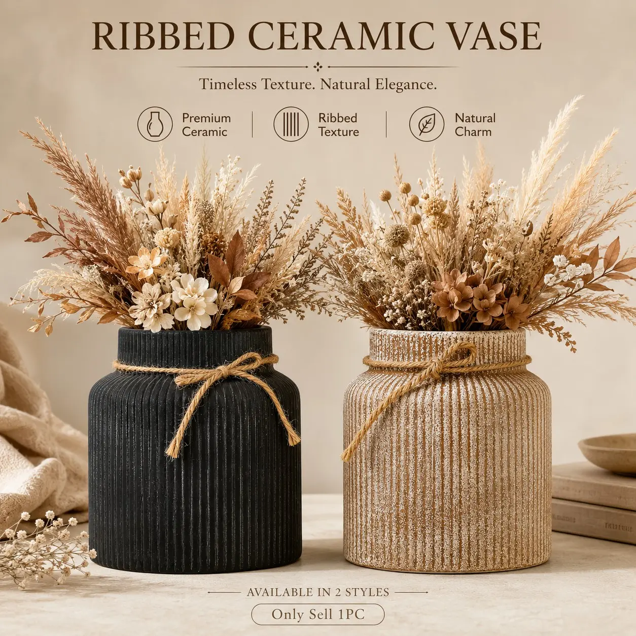 Wabi Sabi Ceramic Vase, Minimalist Textured Pottery Flower Vase, Natural Vintage Texture, Modern Farmhouse Home Decor, Rustic Vase, Bookshelf Fireplace Table Decor