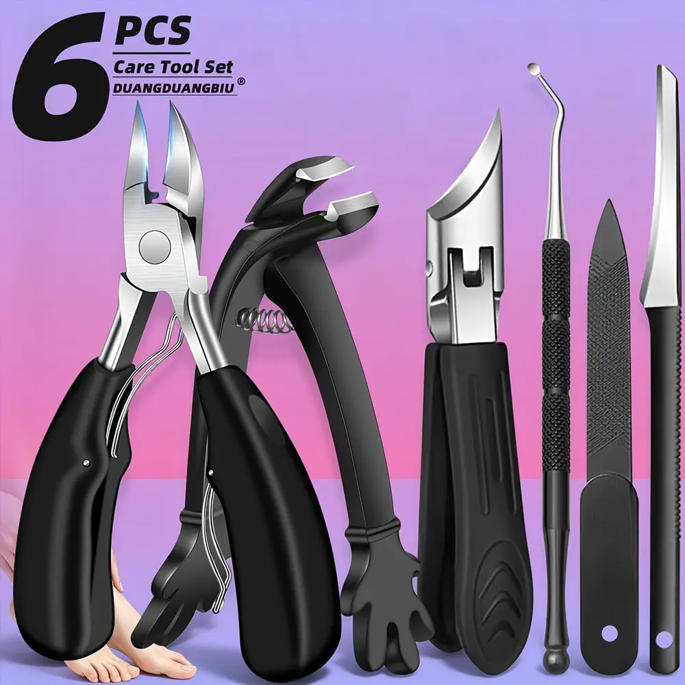 Professional Stainless Steel Pedicure Manicure Tool Set, 6-Piece At Home Manicure Kit with Nail Clippers, Cuticle Pusher, Hand Foot Care Tools