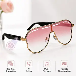 Smart Glasses, AI Translation Smart Glasses with 130+ LanguagesTranslator, Hands-Free Calling，Open-Ear Audio Bluetooth Glasses for Women UV Protection Travel Outdoor Sports